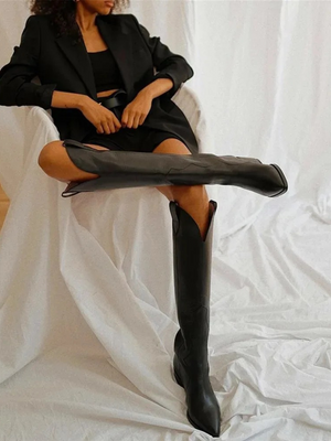 Betty | Moderne cowboylaarzen van zwart leer