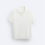 Klassiek gebreid poloshirt in wit