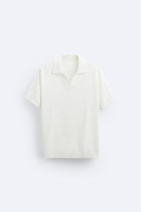 Klassiek gebreid poloshirt in wit