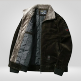 Heren Corduroy Jas met Bontkraag – Warme, Winddichte Winterjas