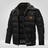 Heren Leren Donsjack – Luxe Winterjas met Warme Donsvoering