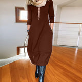 Claudia™ Elegante Midi-Jurk met Lange Mouwen