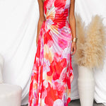 Plissé One-Shoulder Jurk met Bloemenpatroon – Elegant & Vrouwelijk