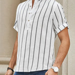 Samuel | Korte mouwen Henley zomerhemd met streepmotief
