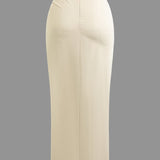 Fridoline | Elegante Midirok met Wickeloptiek, Drapering en Hoge Split