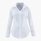 Ilaria | Witte Oversized Blouse met Benadrukte Taille en Klassieke Kraag