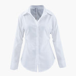 Ilaria | Witte Oversized Blouse met Benadrukte Taille en Klassieke Kraag