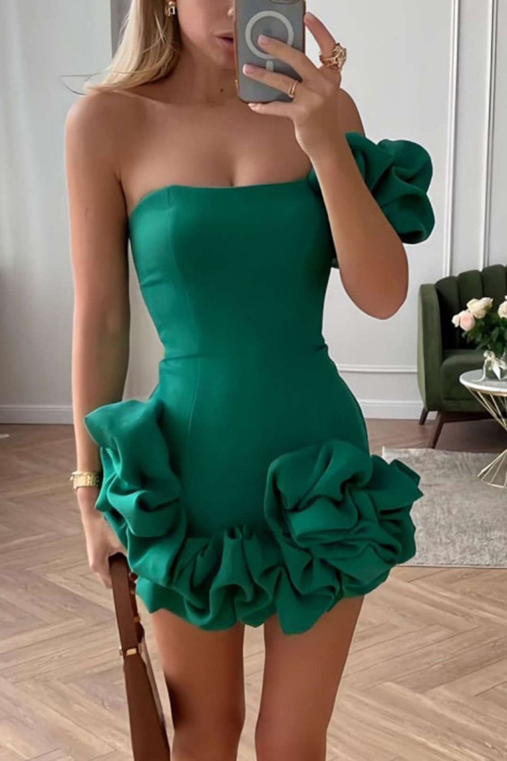 Valeria | One-Shoulder Bodycon Rüschenkleid – Elegante Raffinesse met een speelse touch