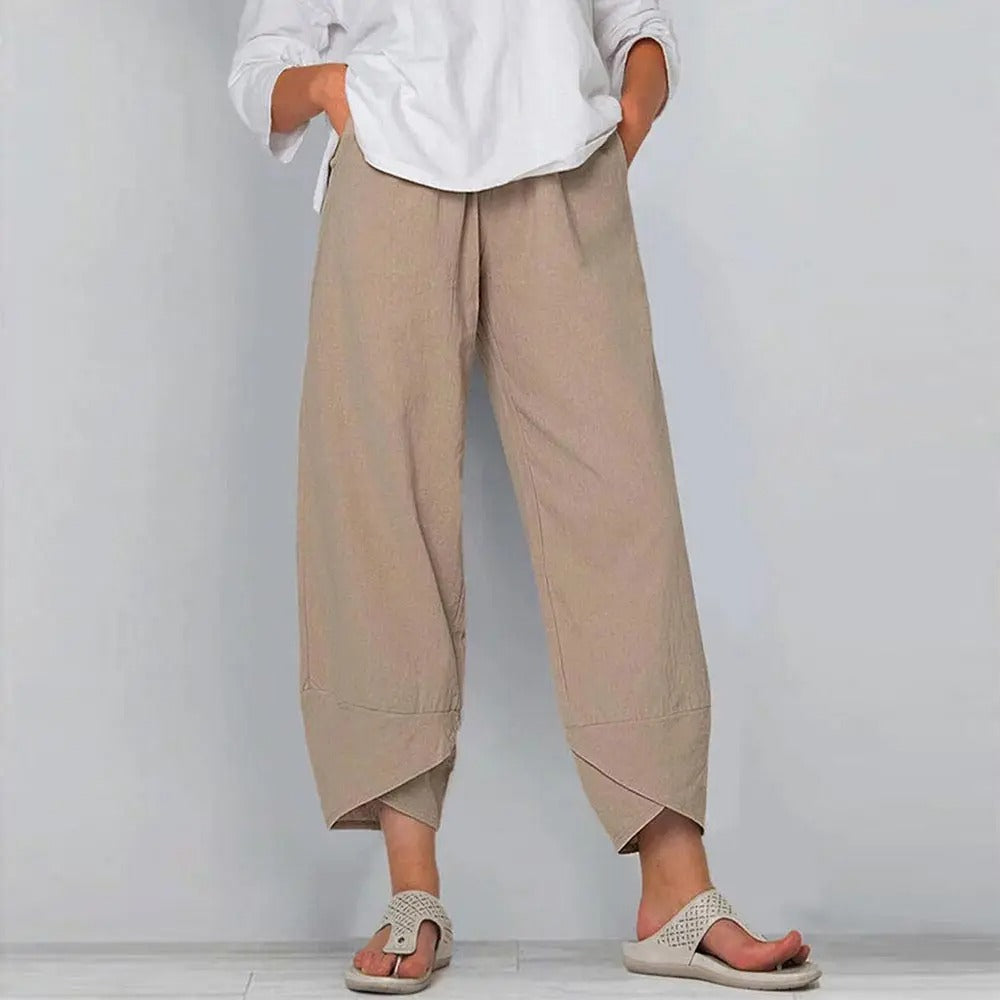 Allure zomerbroek dames | Luchtige linnen look broek | Comfortabele losse pasvorm