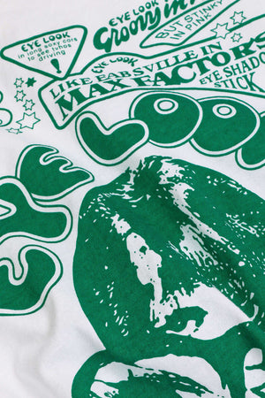 Gracelyn | Opgerolde Mouwen EYE LOOK Grafische Print Crop-T-Shirt met Knoopdetail
