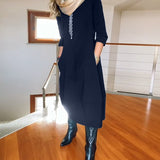 Claudia™ Elegante Midi-Jurk met Lange Mouwen