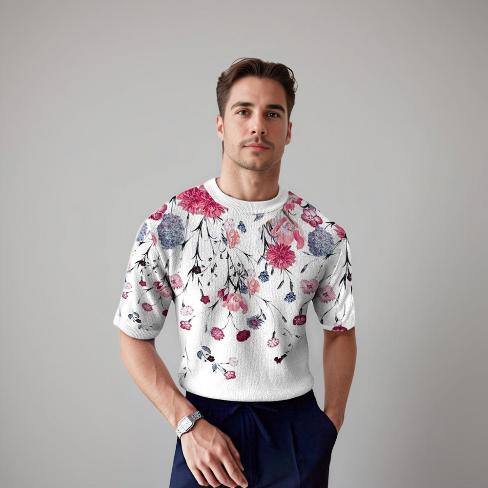 Damiano | Florale Korte Mouwen Shirt voor Heren
