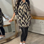 Geertje™ Oversized Blouse met Abstracte Print