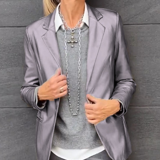 Anne-Fleur™  Glanzende Metallic Blazer