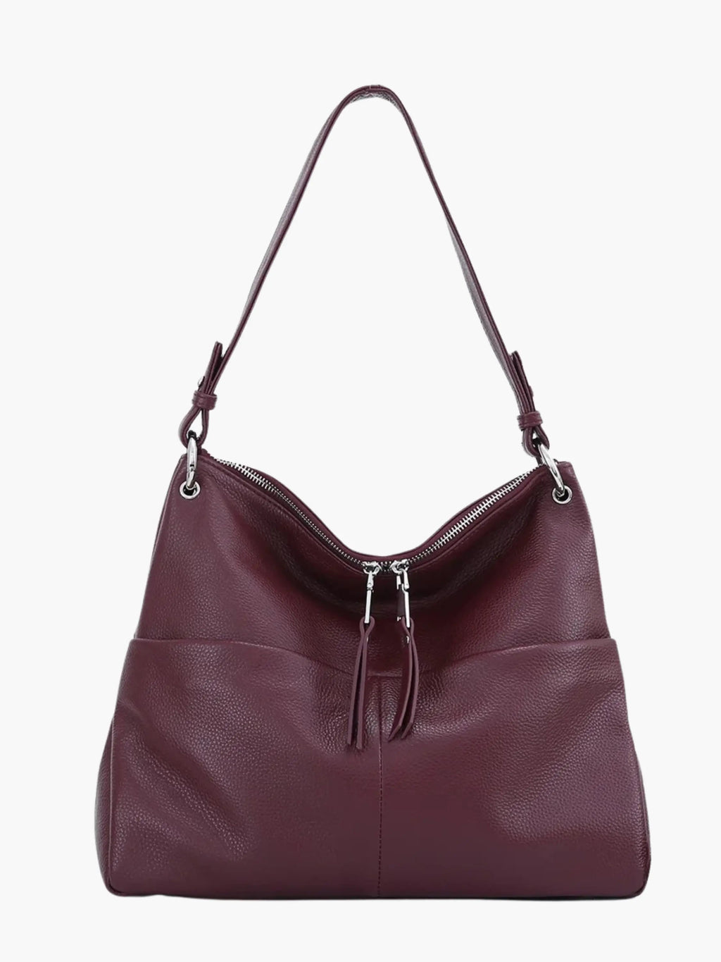 Hannelore| Hobo-tas van zacht leer met ritsluiting