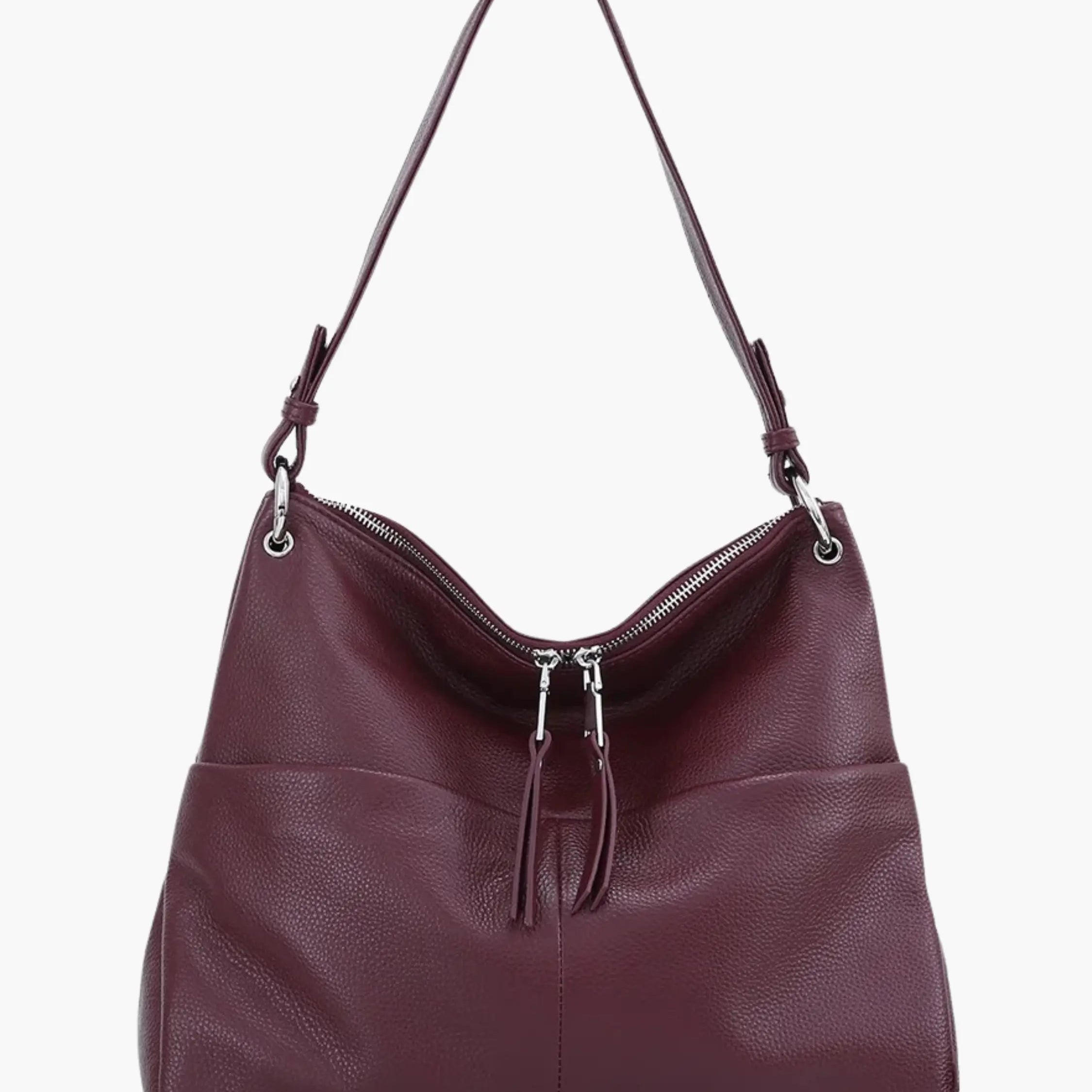 Hannelore| Hobo-tas van zacht leer met ritsluiting