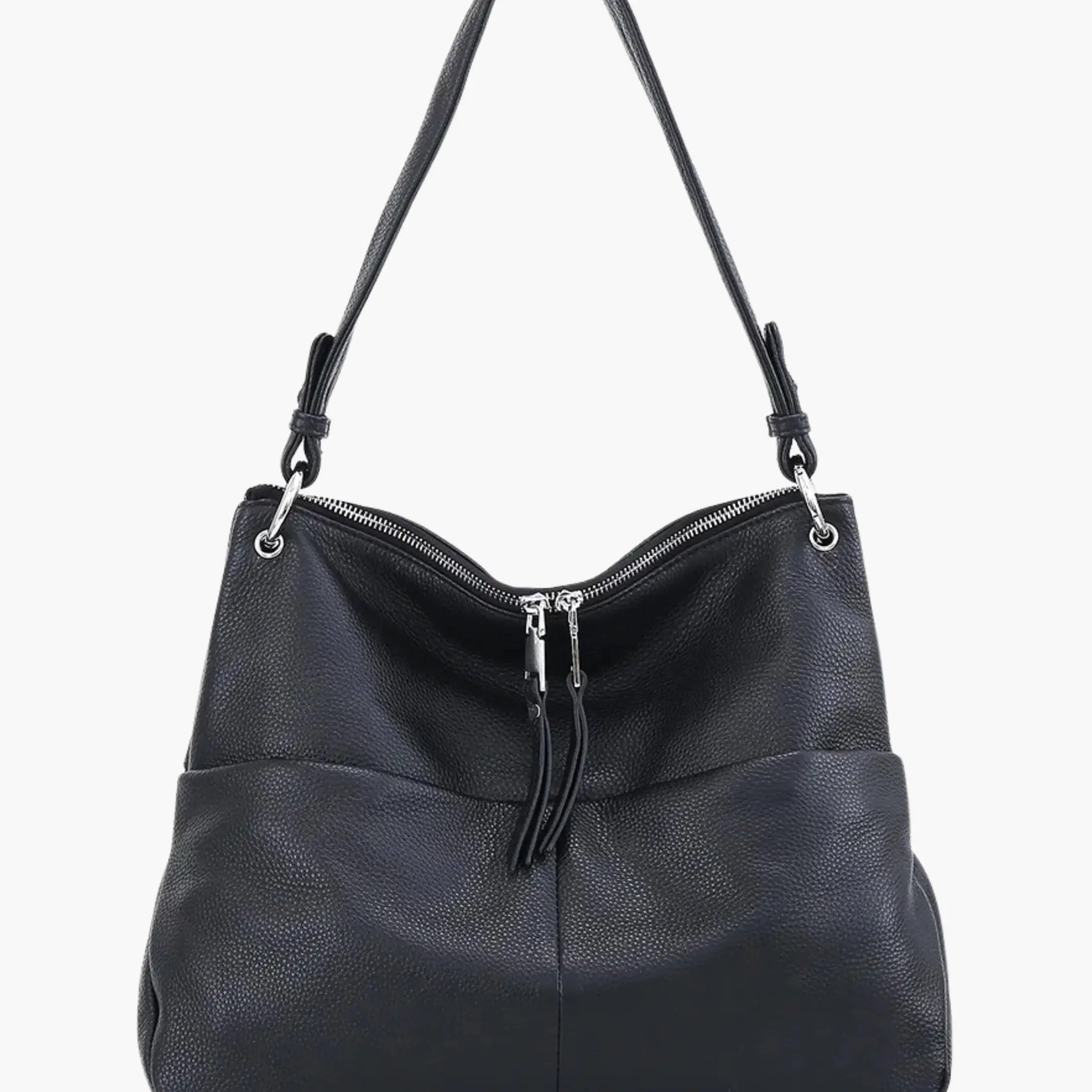Hannelore| Hobo-tas van zacht leer met ritsluiting