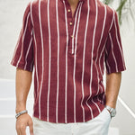 Samuel | Korte mouwen Henley zomerhemd met streepmotief
