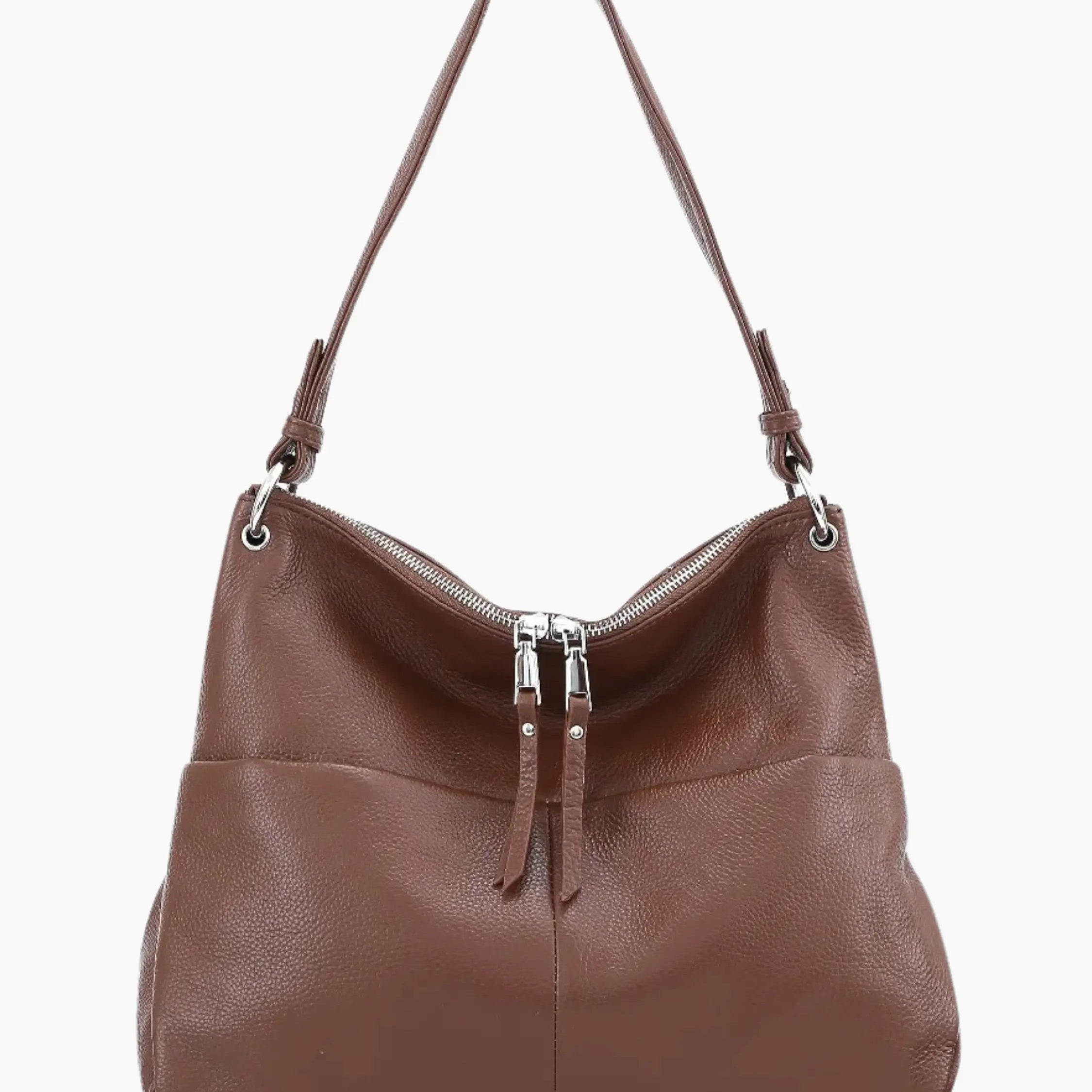 Hannelore| Hobo-tas van zacht leer met ritsluiting