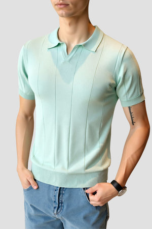 Retro-Strik-Polo in Mintgroen
