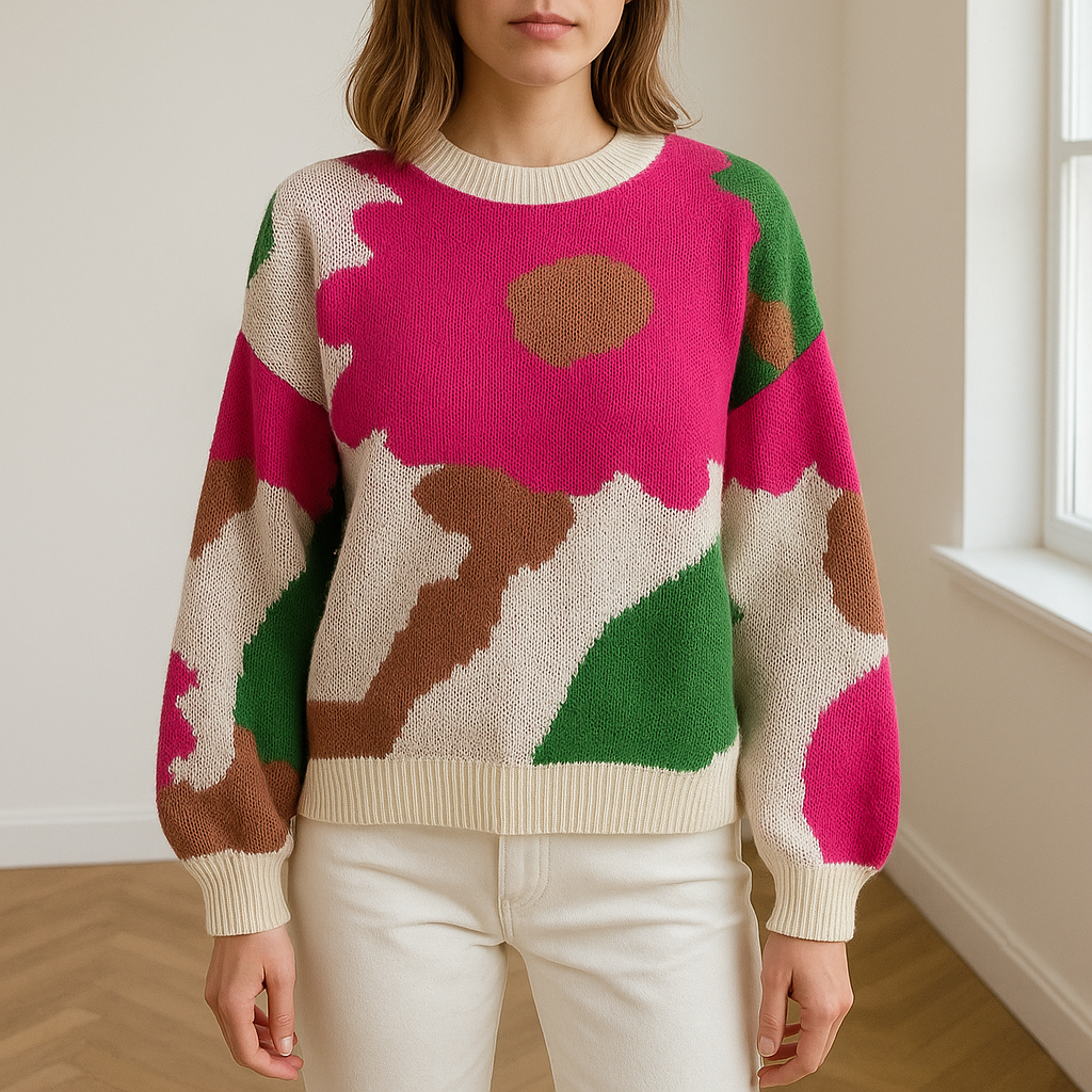 Arabella | Gebreide Trui met Bloemenmotief