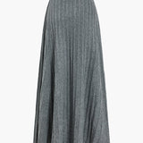 Gerlinde | Ruim vallende gebreide midi-rok met plissé-vouwen en elastische tailleband