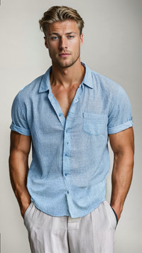 Oliver | Lichte korte mouwen linnen shirt