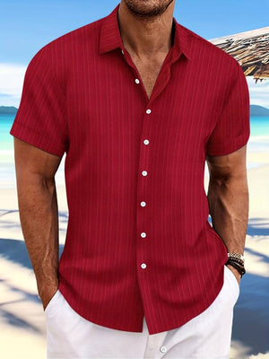 Owen | Relaxed Fit Gestreept Korte Mouwen Zomerhemd