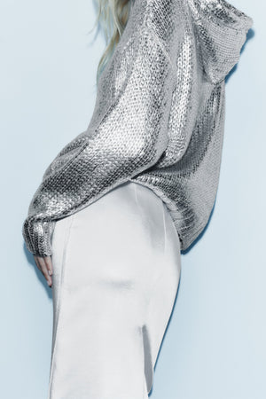 Metallic™ Gebreide Hoodie | Glinsterend Design | Comfort en Stijl