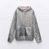 Metallic™ Gebreide Hoodie | Glinsterend Design | Comfort en Stijl