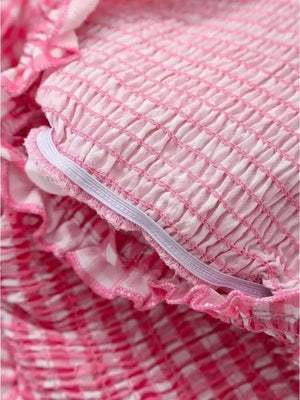 Wibke | Charmante roze-witte geruite zomerjurk