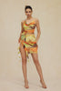 Mira | Asymmetrische Zijsplit Halter-Neck Mini-jurk met Kunstprint