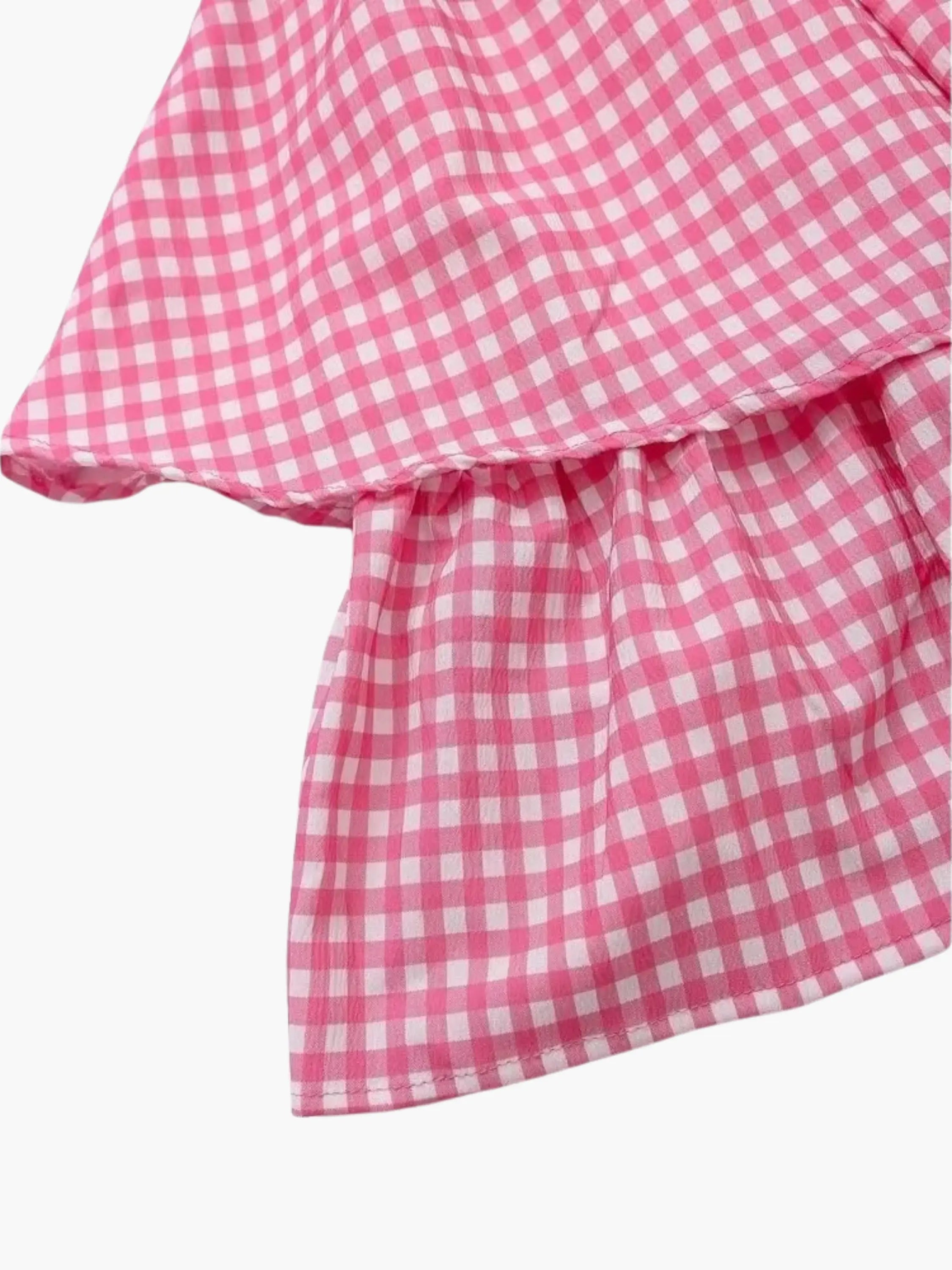 Wibke | Charmante roze-witte geruite zomerjurk
