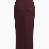 Fridoline | Elegante Midirok met Wickeloptiek, Drapering en Hoge Split