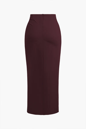 Fridoline | Elegante Midirok met Wickeloptiek, Drapering en Hoge Split