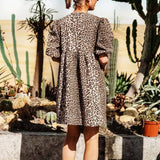 Chiara | Dames Luipaard Jurk met Korte Puffmouwen