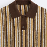 Retro Gebreide Poloshirt met Strepenpatroon