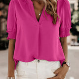 Lotte™ Elegante V-hals Blouse met Korte Mouwen