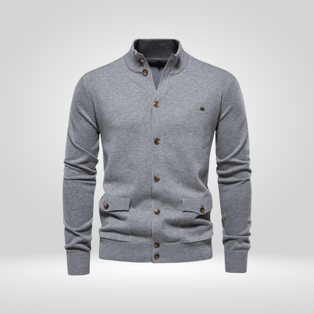 Heren Gebreid Katoenen Vest – Casual Comfort met Mock-Hals