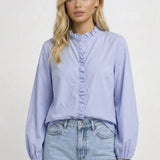 Elegante damesblouse met ruches en lange mouwen
