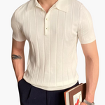 Ian | Business casual heren Slim Fit gebreid poloshirt met ribbelpatroon