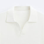 Klassiek gebreid poloshirt in wit