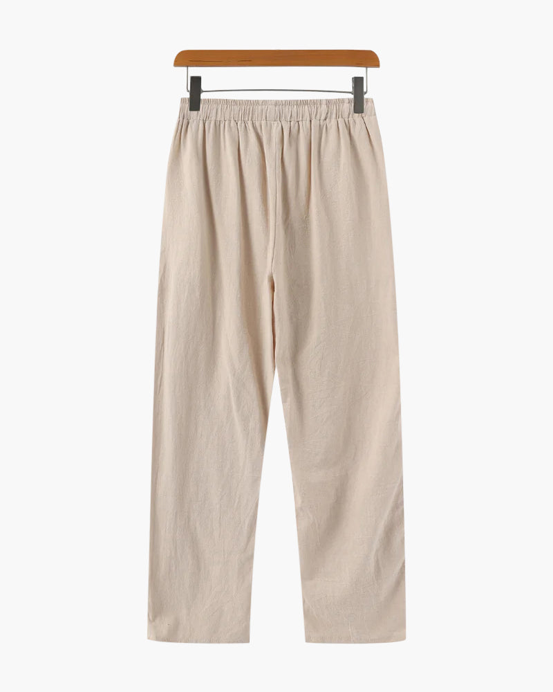 Nathan | Comfortabele heren zomer linnen broek met elastische tailleband