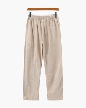 Nathan | Comfortabele heren zomer linnen broek met elastische tailleband