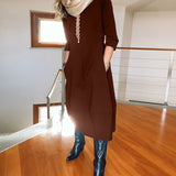 Claudia™ Elegante Midi-Jurk met Lange Mouwen