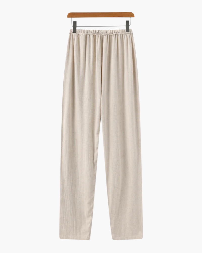 Adrian | Lichte Slim Fit Heren Zomer Linnenbroek met Koord