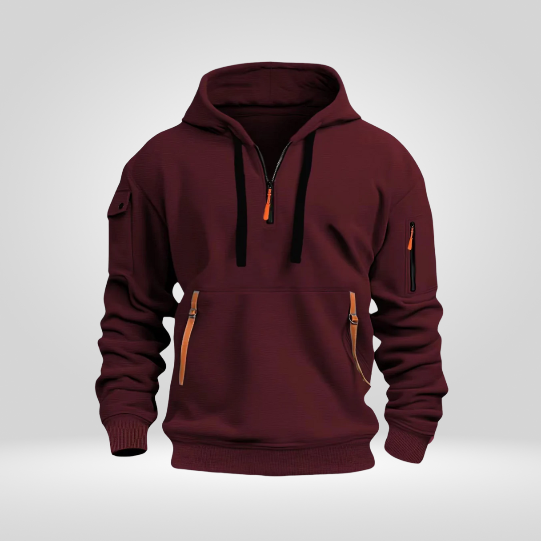 Heren Half Zip Hoodie – Comfortabele Urban Pullover met Zakken