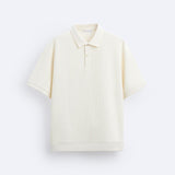 Korte Mouwen Polo in Crèmewit – Minimalistisch en Comfortabel