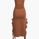 Sofia | Elegante Bandeau-Maxikleed met Volant-Details – Tijdloze Raffinement