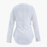 Ilaria | Witte Oversized Blouse met Benadrukte Taille en Klassieke Kraag